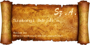 Szakonyi Adrián névjegykártya